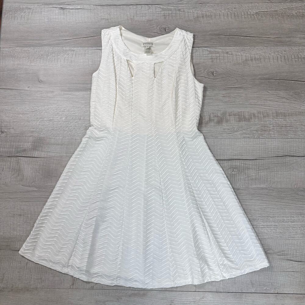 Enfocus Studio Ivory Dress Cutout Neckline Women's Sz 14 Fit & Flare Knee Length